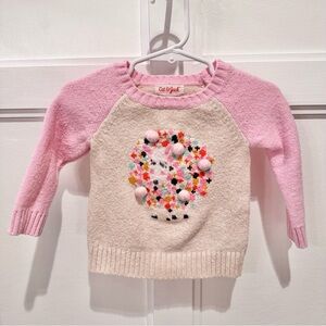 Cat & Jack Pink and Cream 3D Sheep Sweater Raglan Style